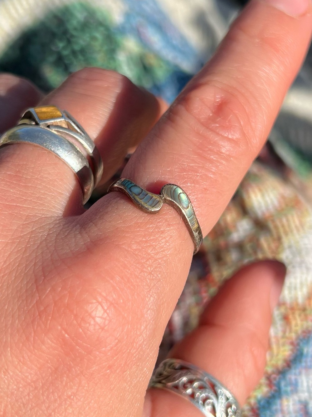 Vintage Sterling Silver Abalone Shell Ring